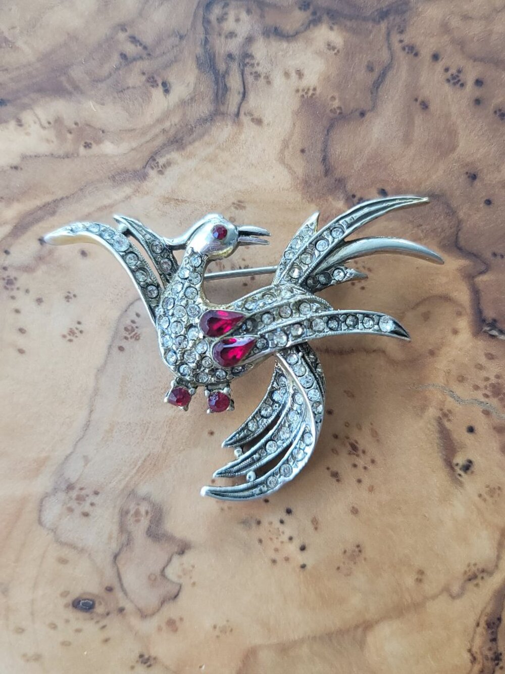 Rare/HTF Vintage Sterling & Rhinestone Bird brooch by Elsa Schiaparelli